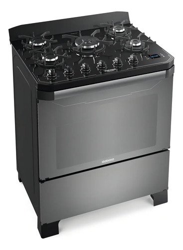 Fogão 5 Bocas A Gás Itamaster Itatiaia Com Timer Digital Tripla Chama E Forno 101l Preto/Reflecta