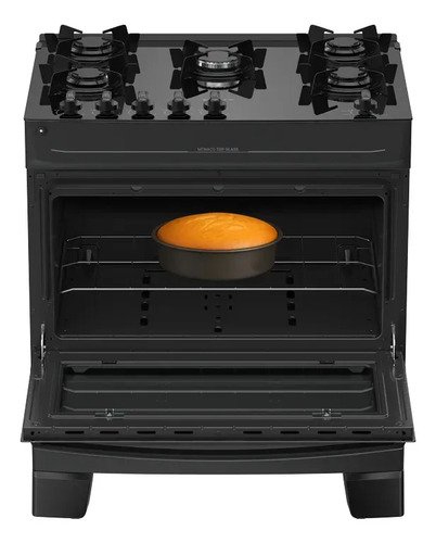 Fogão 5 Bocas Atlas Mônaco Top Glass Automático Mesa De Vidro Preto