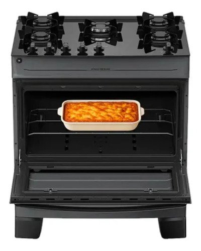 Fogão 5 Bocas Atlas Mônaco Top Glass Automático Mesa De Vidro Preto