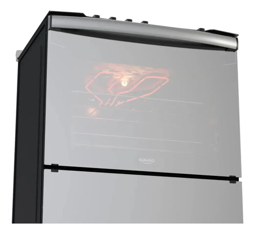 Fogão 5 Bocas Dako Diplomata Glass Style com Frente Espelhada Mesa de Vidro e Grill com Timer e Tripla Chama Bivolt