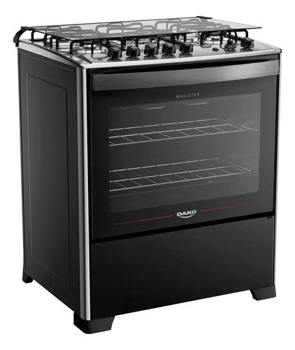 Fogao 5 bocas dako magister com mesa de inox e grill com tri