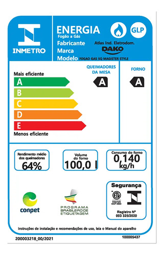 Fogão 5 Bocas Dako Magister Style Com Frente Espelhada Mesa de Vidro e Tripla Chama Bivolt