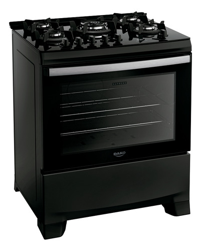 Fogao 5 bocas dako supreme black glass com mesa de vidro tri