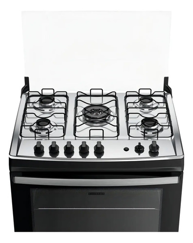 Fogão 5 Bocas Dako Supreme Mesa De Inox E Timer Bivolt Preto