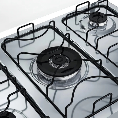 Fogão 5 Bocas Dako Supreme Mesa De Inox E Timer Bivolt Preto