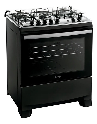 Fogão 5 Bocas Dako Supreme Mesa De Inox E Timer Bivolt Preto