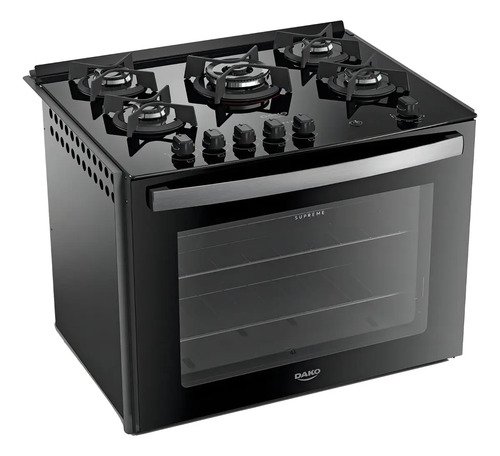 Fogao 5 bocas de embutir dako supreme com mesa de vidro e tr