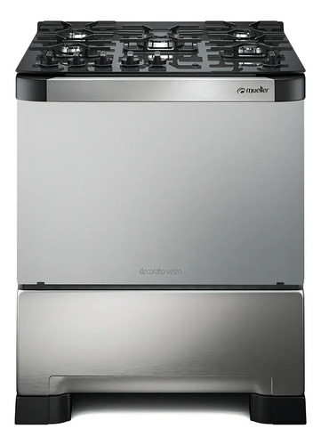 Fogao 5 bocas decorato vetro g3 mueller inox tipo de conexao