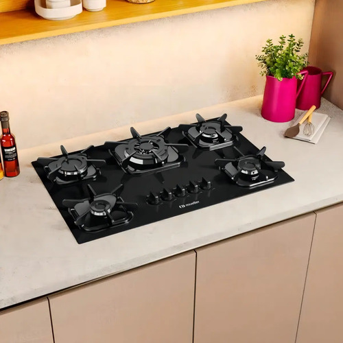 Fogão Cooktop A Gás Mueller 601270003 5 Bocas Mesa Vidro Tem
