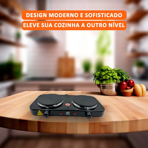 Fogão de Mesa Elétrico INMA de 2 Bocas para Camping e Viagem, em Inox