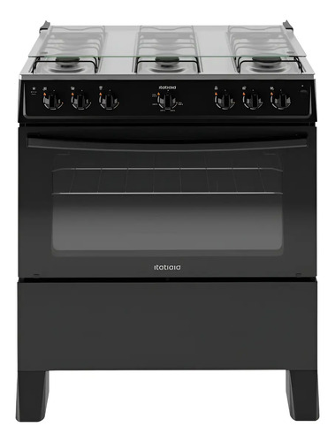 Fogao itatiaia star new piso 6 bocas preto mesa inox