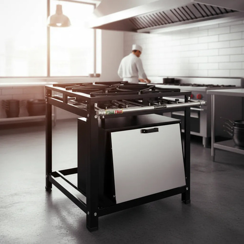 Fogão Ludinox Industrial 4 Bocas Alta Pressão C/ Forno 60 L
