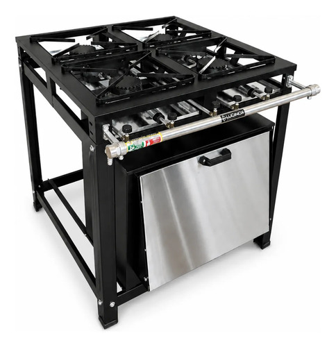 Fogão Ludinox Industrial 4 Bocas Alta Pressão C/ Forno 60 L