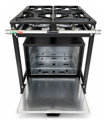Fogão Ludinox Industrial 4 Bocas Alta Pressão C/ Forno 60 L