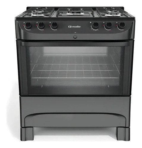 Fogao mueller preto fosco 5 bocas com mesa esmaltada e acend