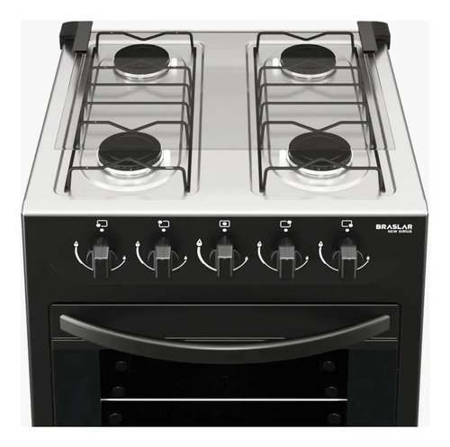 Fogão New Sirius 4 Bocas Mesa Inox Braslar Cor Preto