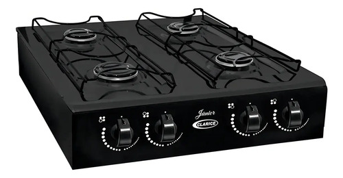 Fogão Portátil 4 Bocas Clarice Junior Preto GLP Acendimento Manual