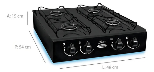 Fogão Portátil 4 Bocas Clarice Junior Preto GLP Acendimento Manual