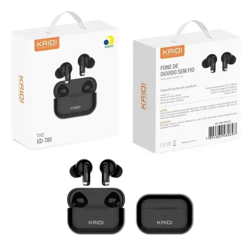 Fone Bluetooth 5.4 Sem Fio Tws Kaidi Kd780 Graves Potentes
