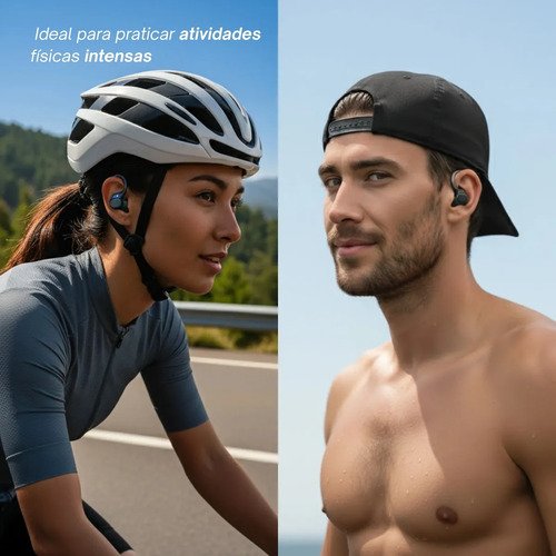 Fone de Ouvido Bluetooth 5.3 Tws Sem Fio Esportivo Compatível Com iPhone Samsung Xiaomi Motorola Com Gancho Premium KAPBOM Preto