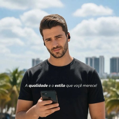 Fone de Ouvido Bluetooth 5.3 Tws Sem Fio Esportivo Compatível Com iPhone Samsung Xiaomi Motorola Com Gancho Premium KAPBOM Preto