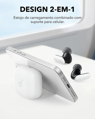 Fone de Ouvido Bluetooth 5.4 soundcore P30i da Anker, Cancelamento de Ruído Adaptativo, Graves Poderosos, 45H de Reprodução, Estojo 2-em-1 com Suporte para Celular, IP54, Fone sem fio TWS, Branco