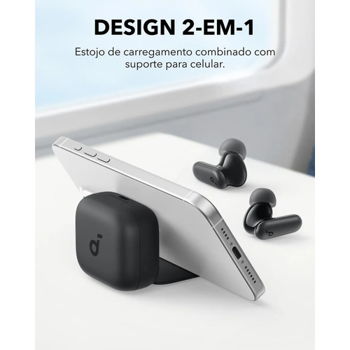 Fone de Ouvido Bluetooth 5.4 soundcore P30i da Anker, Cancelamento de Ruído Adaptativo, Graves Poderosos, 45H de Reprodução, Estojo 2-em-1 com Suporte para Celular, IP54, Fone sem fio TWS, Preto