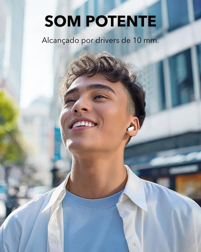 Fone de Ouvido Bluetooth 5.4 soundcore P30i da Anker, Cancelamento de Ruído Adaptativo, Graves Poderosos, 45H de Reprodução, Estojo 2-em-1 com Suporte para Celular, IP54, Fone sem fio TWS, Branco