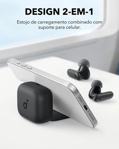 Fone de Ouvido Bluetooth 5.4 soundcore P30i da Anker, Cancelamento de Ruído Adaptativo, Graves Poderosos, 45H de Reprodução, Estojo 2-em-1 com Suporte para Celular, IP54, Fone sem fio TWS, Preto