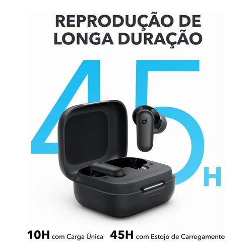 Fone de Ouvido Bluetooth 5.4 soundcore P30i da Anker, Cancelamento de Ruído Adaptativo, Graves Poderosos, 45H de Reprodução, Estojo 2-em-1 com Suporte para Celular, IP54, Fone sem fio TWS, Preto