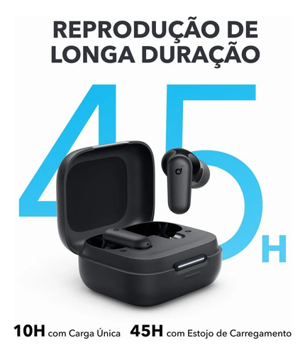 Fone de Ouvido Bluetooth 5.4 soundcore P30i da Anker, Cancelamento de Ruído Adaptativo, Graves Poderosos, 45H de Reprodução, Estojo 2-em-1 com Suporte para Celular, IP54, Fone sem fio TWS, Preto