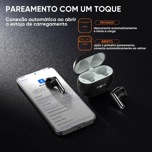 Fone De Ouvido Bluetooth Àprova D'água Com 50h Bateria Inova