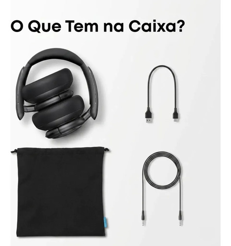 Fone De Ouvido Bluetooth Soundcore Anker Q30 Sem Fio Headphone Cancelamento De Ruído Anc Híbrido Headset Para Viagem Trabalho Estudo Gamer Hi-Res 60h Bateria App Carga Rápida Dobrável Conforto, Preto