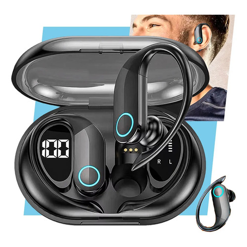 Fone de ouvido bluetooth tws esportivo com gancho para acade 1 1