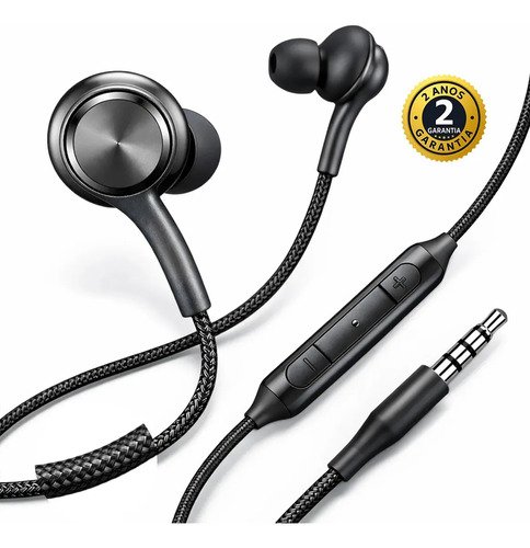 Fone De Ouvido Com Fio Intra Auricular 1.2 Metros 3.5mm Foninho Resistente C/ Microfone Anti Ruído Durável Xbox Games Esportivo Academia Corrida Celular Computador Notebook Original Alto C/ Entrada P2