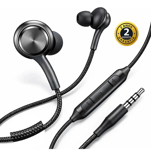 Fone De Ouvido Com Fio Intra Auricular 1.2 Metros 3.5mm Foninho Resistente C/ Microfone Anti Ruído Durável Xbox Games Esportivo Academia Corrida Celular Computador Notebook Original Alto C/ Entrada P2