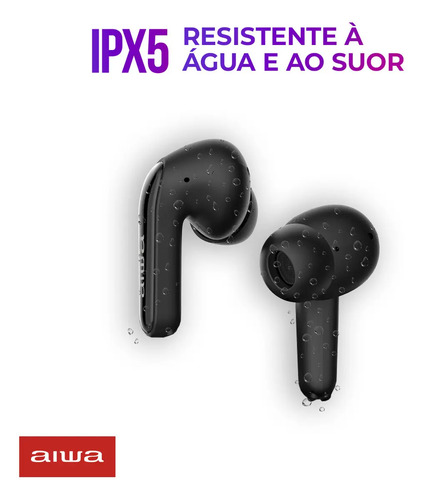 Fone de Ouvido Earbud AIWA EB-01-B Bluetooth IPX5 ANC Modo Ambiente
