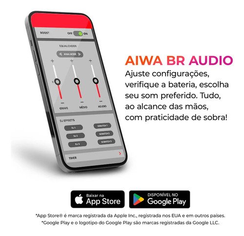 Fone de Ouvido Eardbud AIWA AWS-EB-05-B Bluetooth IPX4 24 Horas de bateria
