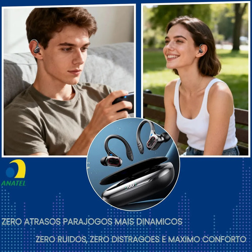 Fone de Ouvido Esportivo S730 Sem Fio Bluetooth 5.3 com Gancho para Corrida e Academia