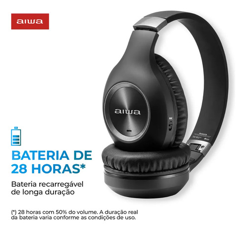 Fone de Ouvido Headphone AIWA HP-02-B Bluetooth ANC Alta Definição