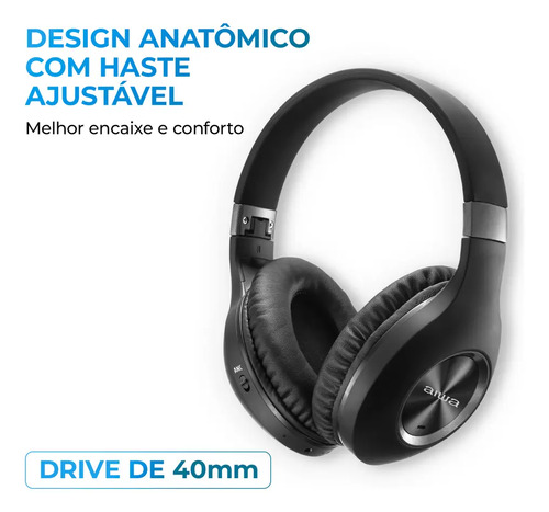 Fone de Ouvido Headphone AIWA HP-02-B Bluetooth ANC Alta Definição