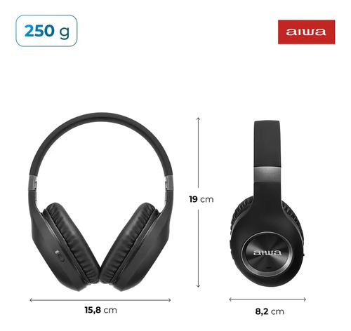 Fone de Ouvido Headphone AIWA HP-02-B Bluetooth ANC Alta Definição