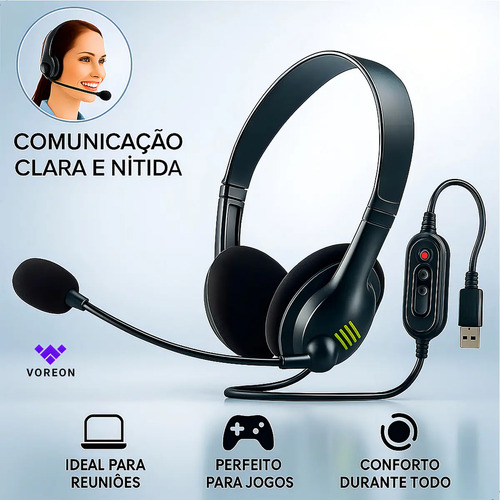 Fone de ouvido headset office usb microfone reuniao empresa 1