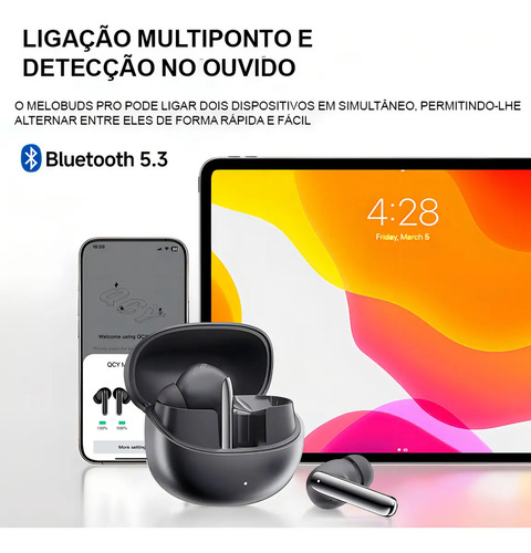 Fone De Ouvido Qcy Ht08 Melobuds Pro Anc Conexão Multiponto Cor Preto