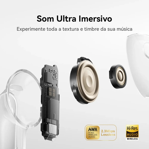 Fone de Ouvido Sem Fio HUAWEI FreeBuds Pro 5 Cancelamento de Ruído com IA de Motor Duplo Som Ultra Imersivo Chamadas Estáveis e Nítidas IP57 Até 38 horas Autonomia de Bateria Areia