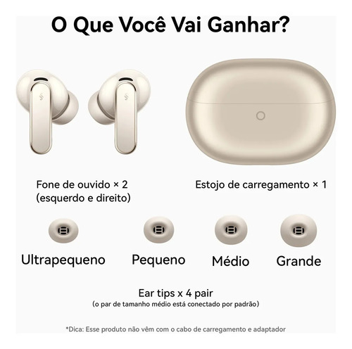 Fone de Ouvido Sem Fio HUAWEI FreeBuds Pro 5 Cancelamento de Ruído com IA de Motor Duplo Som Ultra Imersivo Chamadas Estáveis e Nítidas IP57 Até 38 horas Autonomia de Bateria Areia