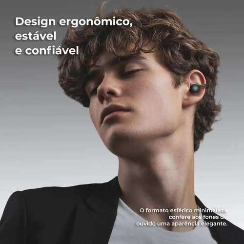Fone Open Ear Dapon DPF25 Bluetooth 6.0 Sem Fio Com Microfone ENC 6H Tempo de espera de até 200 horas Cor Preto