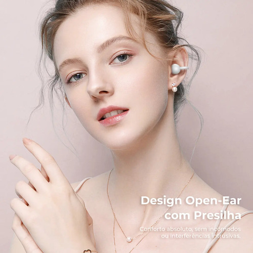 Fone Open Ear Dapon DPF25 Bluetooth 6.0 Sem Fio Com Microfone ENC 6H Tempo de espera de até 200 horas Cor Preto