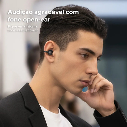 Fone Open Ear Dapon DPF25 Bluetooth 6.0 Sem Fio Com Microfone ENC 6H Tempo de espera de até 200 horas Cor Preto