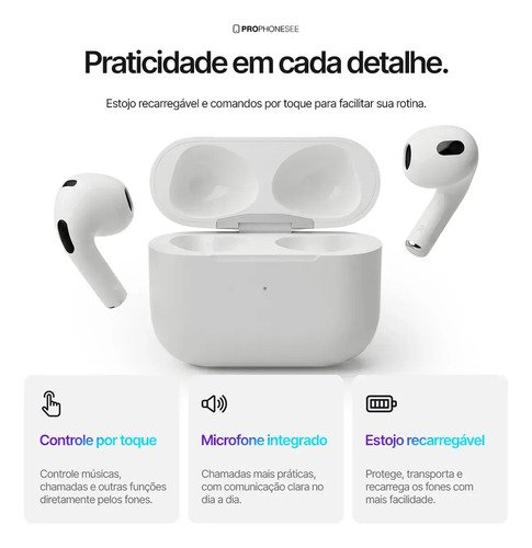 Fone Ouvido Bluetooth 5.4 Sem Fio Estojo De Carregamento Anti Ruido A Prova Dagua Compatível Com Ios Samsung Galaxy Android Tws Wireless Air Premium Microfone Touch Marca Pro Phone See